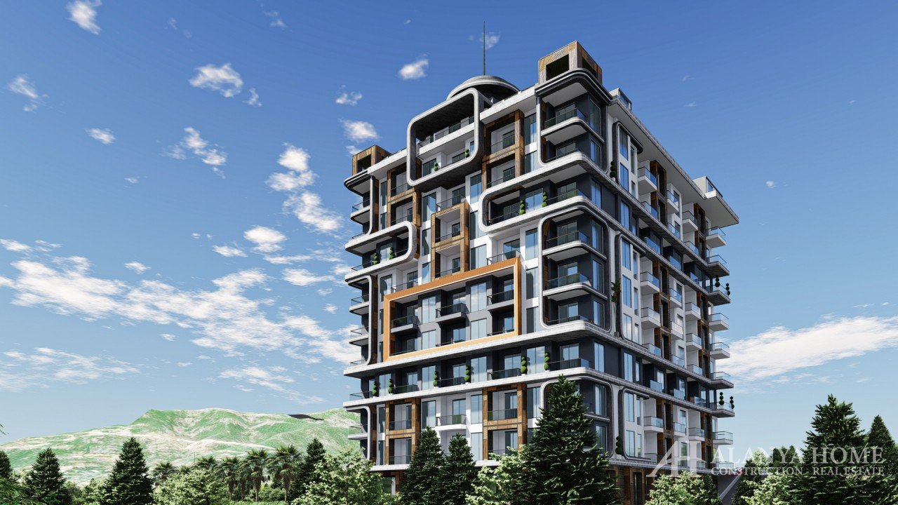 Grand Kaptan Tosmur Alanya Antalya Türkiye satın alma satılık eşyalı tek yatak odalı daire yeni bir