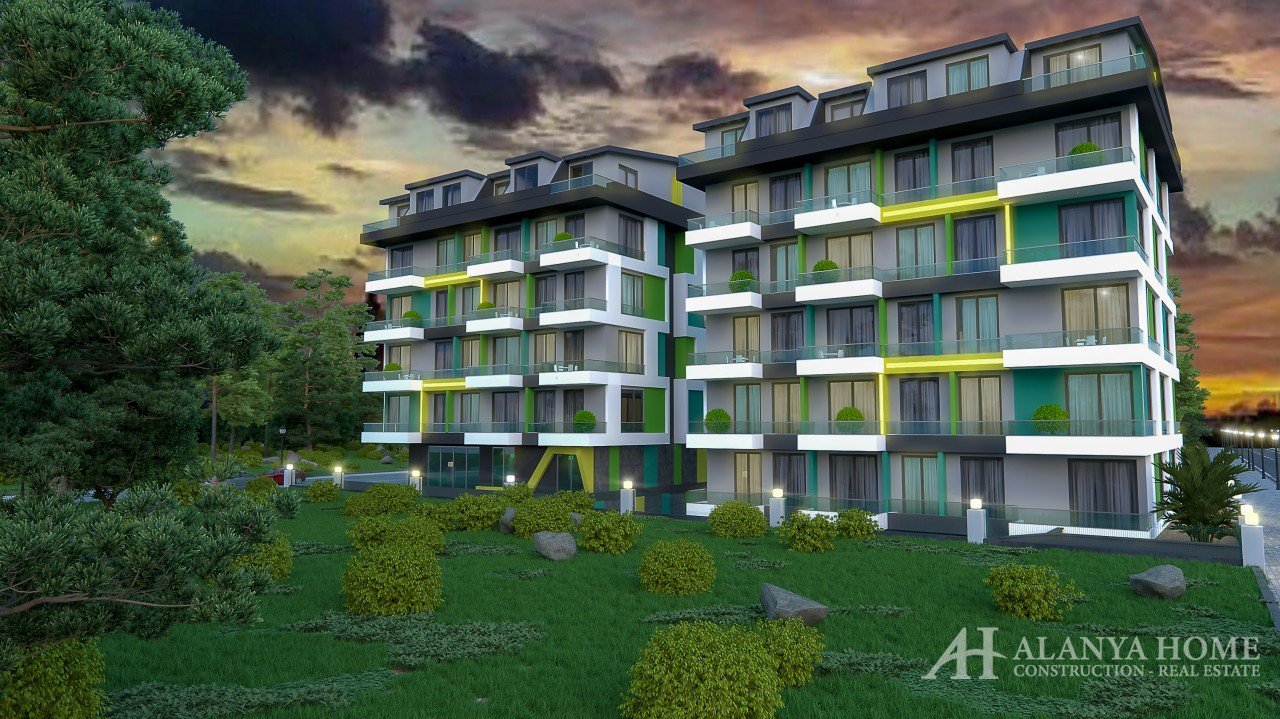 Mahmutlar Alanya Turska namješten, jednosoban stan, građevinska firma, pogled na more, nekretnina ku