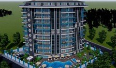 Blue Tower Mahmutlar Alanya Antalya Türkiye satın alma satılık eşyalı tek yatak odalı daire yeni bir
