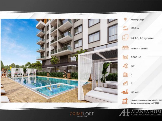 Real Estate in Turkey, Real Estate in Mahmutlar, Real Estate in Alanya, Prime Loft, Prime Loft Resid