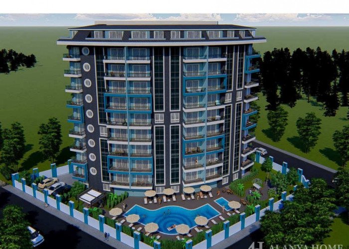 Blue Tower Mahmutlar Alanya Antalya Türkiye satın alma satılık eşyalı tek yatak odalı daire yeni bir