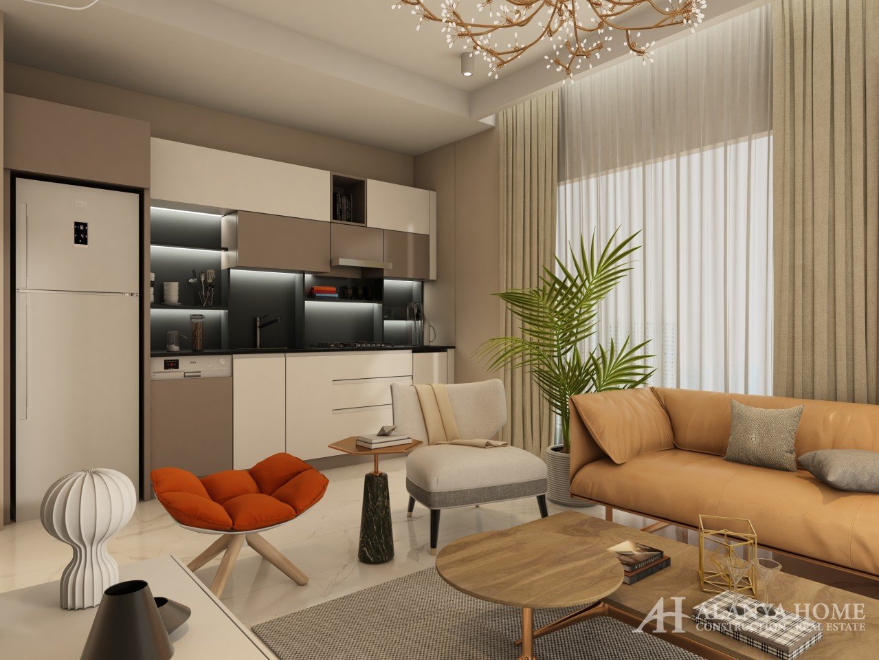 Mahmutlar Alanya Turquie meublé, un appartement de deux chambres, entreprise de construction, vue me